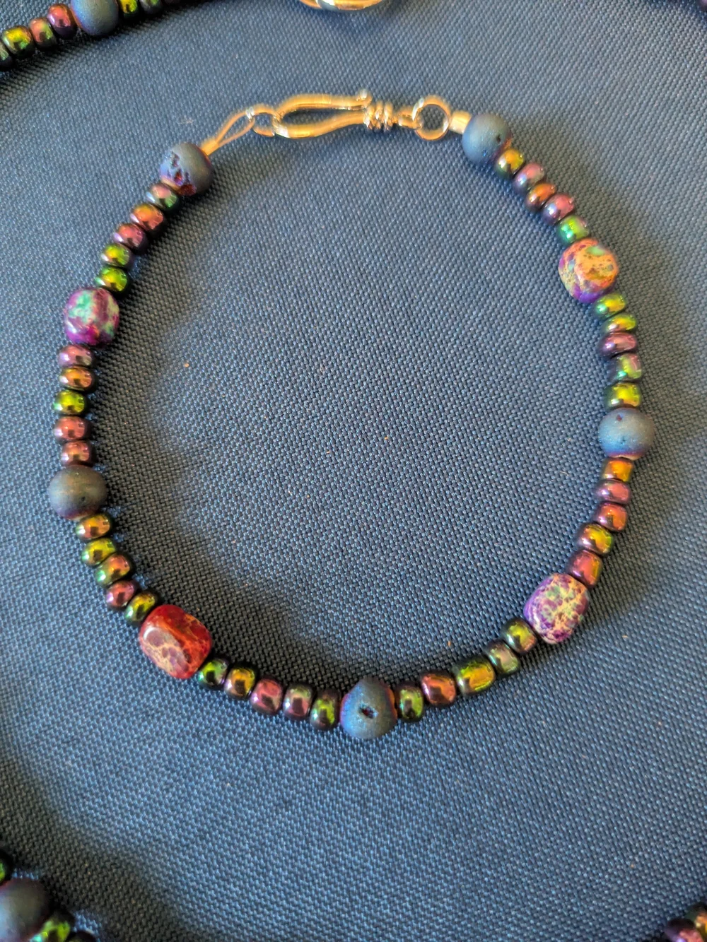 Blue Beaded Necklace and Bracelet Set